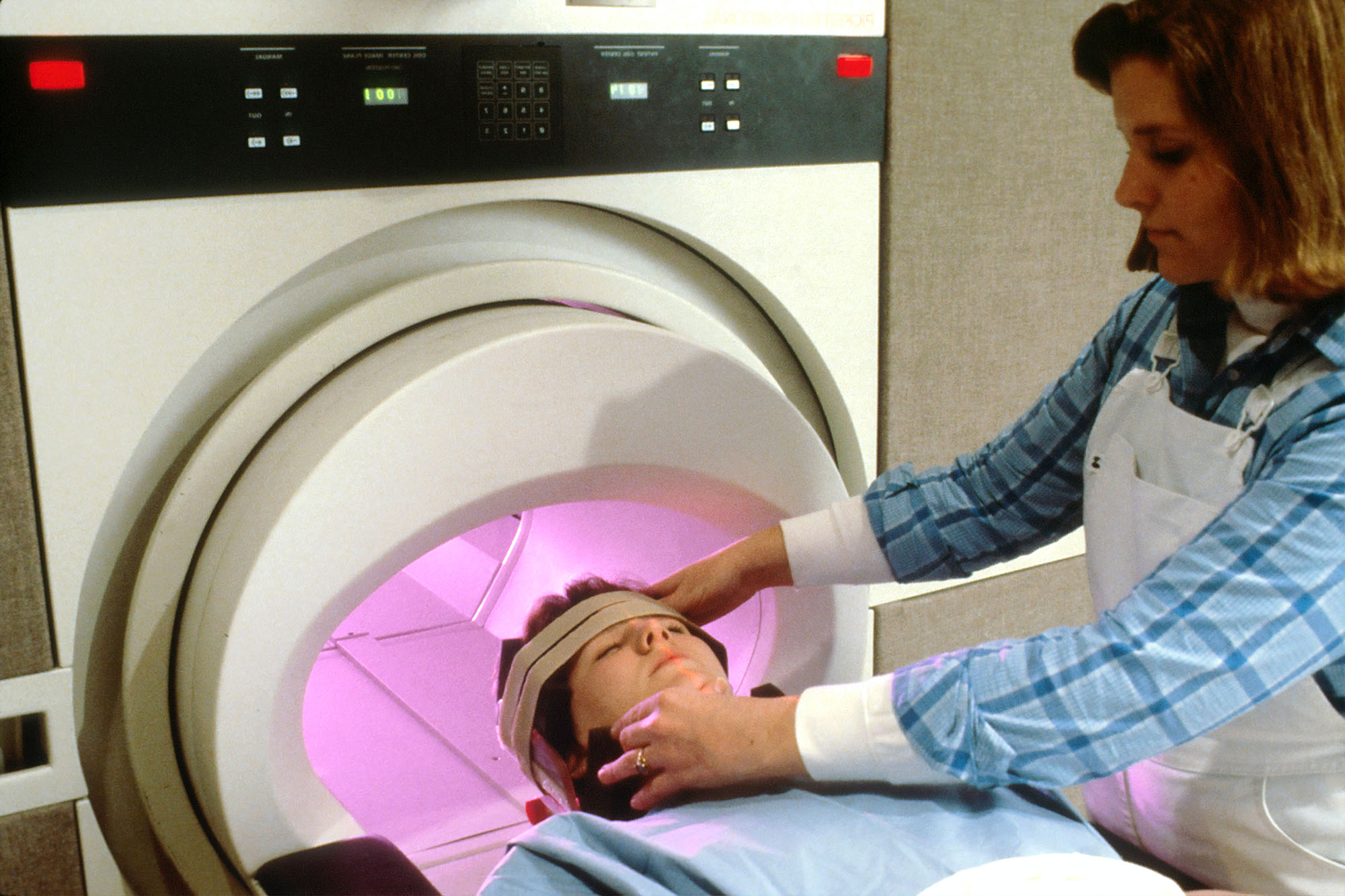 woman on an MRI machine